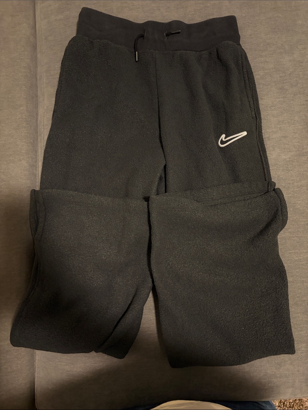 Nike Black Kids Fleece Joggers with White Swoosh